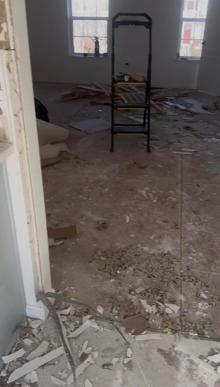 Interior room during preparation before new flooring
