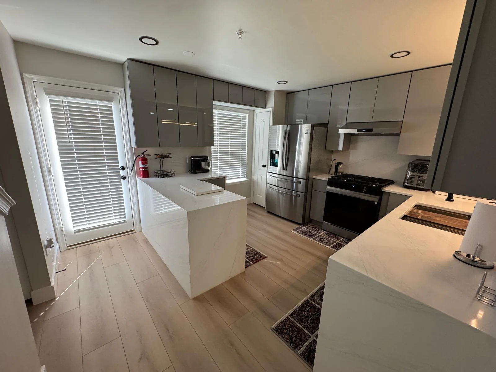 Completed kitchen viewed from the adjoining living area